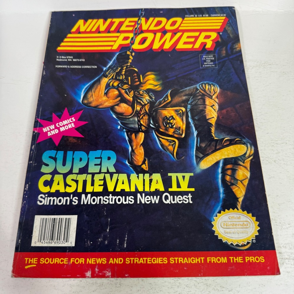 Nintendo Power Magazine Volume 32 Super Castlevania IV Rocketeer Poster Included